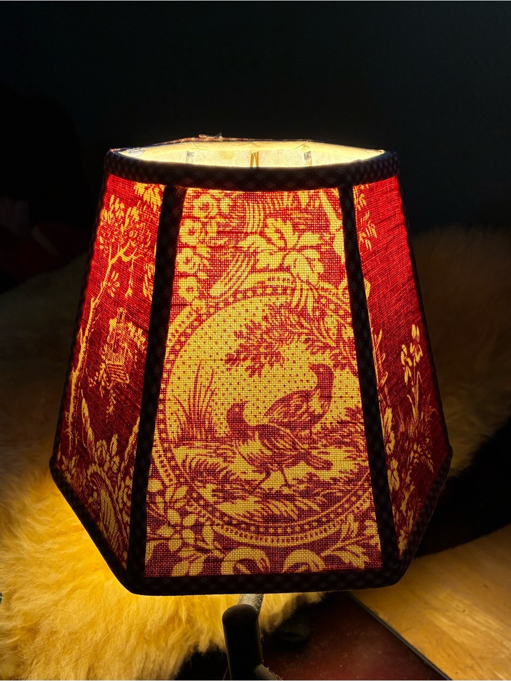 Red Decorative Toile Lamp Shade by